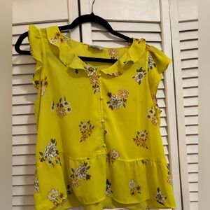 LOFT Sunny Floral Button-Up Blouse
